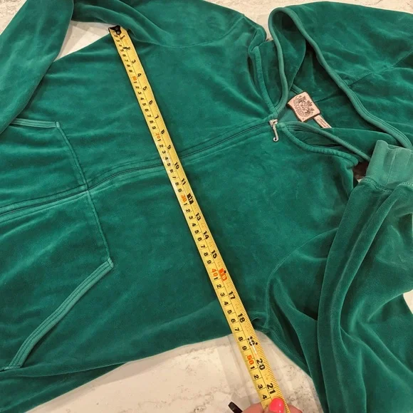 Y2K Juicy Couture Vintage Green Velour Full Zip Tracksuit Jacket 💚 American Made - Picture 13 of 16